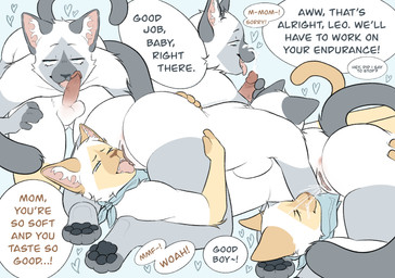 4_toes 5_fingers 69_position age_difference anthro anus balls bodily_fluids breast_squish breasts butt cum cum_on_face cumshot cunnilingus dialogue duo ejaculation erection feet fellatio female fingers genital_fluids genitals good_boy heart_symbol humanoid_genitalia humanoid_penis intraspecies kerchief male male/female nude oral pawpads paws penile penis premature_ejaculation sex squish text toes vaginal vaginal_fluids vaginal_squirting vulva rroostersauce eleanor_kent leo_kent domestic_cat felid feline felis mammal siamese_cat absurd_res english_text hi_res incest_(lore) mother_(lore) mother_and_child_(lore) mother_and_son_(lore) parent_(lore) parent_and_child_(lore) parent_and_son_(lore) son_(lore)