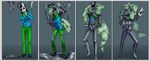 anthro black_sclera blue_eyes bulge female ftm_transformation fur gender_transformation goo_transformation green_hair grey_body grey_fur hair human_to_anthro latex latex_body latex_skin male mask simple_background solo species_transformation transformation white_eyes xestyus nintendo pokemon fan_character generation_5_pokemon human mammal pokemon_(species) zoroark