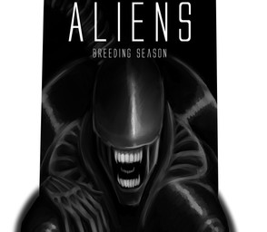 big_breasts big_butt black_body breasts butt eyeless female glistening glistening_body huge_butt solo tail teeth text wide_hips joebamna alien_(franchise) alien humanoid xenomorph cover cover_art cover_page english_text hi_res monochrome