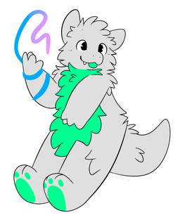 abstract_art anthro biped fur gradient green_body green_fur green_paws grey_body grey_fur holding_object male solo snuffles mythology snuffles_(character) dragon mythological_creature mythological_scalie scalie hi_res