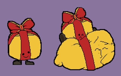 :< >_< ambiguous_gender ambiguous_pred armless before_and_after belly belly_on_ground big_belly body_outline bow_ribbon box christmas_gift closed_frown closed_smile container eyes_closed face_imprint foot_imprint frown fully_inside gift gift_bow gift_box hand_imprint holidays huge_belly hyper hyper_belly imprint larger_pred monotone_background mouth_closed o_< object_pred one_eye_closed package purple_background red_bow red_ribbon short_legs simple_background size_difference smaller_ambiguous smile soft_vore solo spread_legs spreading standing unseen_prey vore meatcanister christmas daniel_(meatcanister) animate_inanimate waddling_head 2025 digital_media_(artwork) english_description full-length_portrait pixel_(artwork) portrait