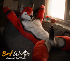 5_fingers anthro balls bed bed_sheet bedding bedroom bedroom_window biped black_nose claws container cup digitigrade erection fingers fluffy fur furniture genitals gloves_(marking) hair humanoid_genitalia humanoid_penis lying male male_anthro markings mug on_back pawpads paws penis realistic red_body red_fur solo whiskers white_body white_fur white_whiskers red_wulfie blender_cycles red_(red_wulfie) canid canine canis mammal wolf 3d_(artwork) blender_(artwork) digital_media_(artwork) hi_res watermark