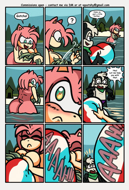 angry annoyed anthro ball beach_ball big_breasts big_butt black_body black_fur blowing blush breasts butt clothing dialogue duo female forest fur green_eyes green_handkerchief green_kerchief handkerchief inflatable kelp kerchief lake male nude nude_anthro nude_female orange_inner_ear pink_body pink_fur plant purple_clothing purple_speedo purple_swimwear sea smug smug_face speech_bubble speedo swimwear tan_arms tan_breasts tan_mouth teasing text tree water white_body white_fur sqootshy archie_comics sega sonic_the_hedgehog_(archie) sonic_the_hedgehog_(comics) sonic_the_hedgehog_(series) amy_rose geoffrey_st._john eulipotyphlan hedgehog mammal mephitid skunk 2026 absurd_res comic english_text hi_res multiple_scenes url