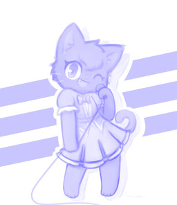 abstract_background anthro bow_tie chibi clothed clothing cute_fangs dress electronics fangs female fur holding_microphone holding_object microphone microphone_stand one_eye_closed open_mouth open_smile smile solo teeth whiskers wink roxandasher odd_taxi sakura_wadagaki_(odd_taxi) domestic_cat felid feline felis mammal blue_and_white hi_res monochrome