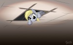 blonde_hair cutie_mark feathered_wings feathers female feral grey_body grey_feathers hair solo wings yellow_eyes mysticalpha ceiling_cat friendship_is_magic hasbro my_little_pony mythology derpy_hooves_(mlp) equid equine horse mammal mythological_creature mythological_equine pegasus pony 16:10 digital_media_(artwork) hi_res meme widescreen