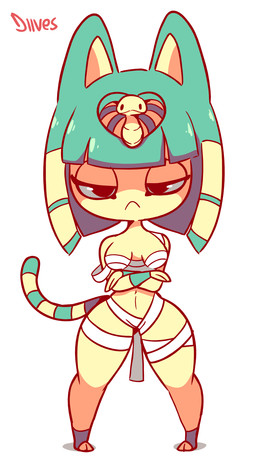animated_gif anthro bouncing bouncing_breasts breasts crossed_arms egyptian female hair half-closed_eyes looking_at_viewer narrowed_eyes navel short_hair shortstack shortstack_female simple_background solo uraeus white_background wraps diives animal_crossing nintendo ankha_(animal_crossing) domestic_cat felid feline felis mammal 2018 2d_animation animated frame_by_frame hi_res short_playtime