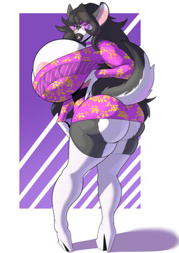 anthro areola bedroom_eyes big_breasts big_butt black_hair black_lips black_lipstick blue_eyes boots breast_implants breasts bubble_butt butt butt_implants clothed clothed_anthro clothed_female clothing dress eyewear female footwear fur glasses grey_body grey_fur hair high_heeled_boots high_heels huge_breasts legwear lips lipstick long_hair looking_at_viewer makeup narrowed_eyes pink_areola platform_footwear platform_heels seductive shoes solo tail thick_lips thick_thighs thigh_boots thigh_highs tinted_glasses wearing_glasses white_body white_clothing white_fur white_legwear white_thigh_boots white_thigh_highs pillowymounds elizabeth_delahue chinchilla chinchillid mammal rodent 2026 hi_res