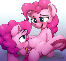 anatomically_correct anatomically_correct_genitalia anatomically_correct_vulva animal_genitalia animal_vulva anus blue_eyes blush bodily_fluids clitoris clone duo equine_genitalia equine_vulva eyelashes female female/female feral feral_on_feral genital_fluids genitals hair hooves long_hair lying on_back open_mouth open_smile pink_hair selfcest simple_background smile spread_legs spreading square_crossover tongue tongue_out underhoof vaginal_fluid_string vaginal_fluids vulva selenophile friendship_is_magic hasbro my_little_pony pinkie_pie_(mlp) earth_pony equid equine horse mammal pony 2016