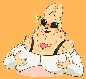 anthro big_breasts breast_play breasts clothing duo female male male/female overweight overweight_anthro sex simple_background titfuck yellow_body darkoh rain_world videocult gourmand_(rain_world) hi_res