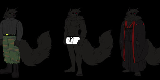 abs anthro black_background black_body black_fur black_hair boots bottomwear camo camo_bottomwear camo_clothing camo_pants camo_print clothed clothed_anthro clothed_male clothing feet footwear fully_clothed fully_clothed_anthro fully_clothed_male fur hair male male_anthro multiple_outfits muscular muscular_anthro muscular_male nipples pants pattern_bottomwear pattern_clothing pattern_pants plantigrade red_eyes robe shoes simple_background solo standing sweater tail toes topwear underwear underwear_only butcher_pal adam_manchester canid canine canis hybrid mammal procyonid raccoon wolf 2025 colored digital_drawing_(artwork) digital_media_(artwork) full-length_portrait hi_res portrait