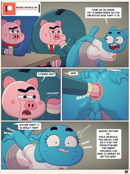 anal anal_fisting anal_penetration anthro anus backsack balls bite biting_lip biting_own_lip blue_body bottomwear butt clothed clothing dialogue fisting flaccid genitals group gynomorph intersex intersex/male male patreon_logo patreon_username penetration penis perineum presenting presenting_anus raised_bottomwear raised_clothing raised_skirt self_bite skirt speech_bubble spread_butt spreading text trio ike_marshall cartoon_network patreon the_amazing_world_of_gumball nicole_watterson rainbow_factory_shareholder domestic_cat domestic_pig felid feline felis mammal suid suine sus_(pig) 3:4 comic english_text hi_res multiple_scenes