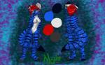 4_toes abstract_background anthro biped breasts butt claws feet female hair hindpaw looking_at_viewer paws red_hair simple_background smile solo spikes standing stripes toes frozen_over nyght felid mammal 16:10 2014 digital_media_(artwork) model_sheet widescreen