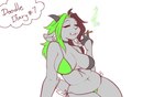 ahoge anthro bikini biped breasts clothed clothing countershade_tail countershading drugs ear_piercing eyelashes eyes_closed facial_piercing female fur green_hair green_smoke grey_body grey_fur hair holding_joint horn inner_ear_fluff joint joint_in_hand marijuana multicolored_hair navel nose_piercing piercing red_hair scut_tail septum_piercing short_tail side-tie_bikini simple_background slightly_chubby slightly_chubby_anthro slightly_chubby_female smoke smoking smoking_marijuana solo string_bikini swimwear tail tuft two-piece_swimsuit two_tone_hair white_background white_inner_ear_fluff spider_bones bridgette_(spider_bones) bovid caprine goat mammal 2025 digital_media_(artwork)