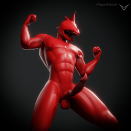 anthro balls claws colored_nails genitals grey_background highlights_(coloring) knot knotted_penis male muscular muscular_male nails nipples penis pose red_body red_nails red_skin red_teeth sharp_teeth simple_background solo spikes spikes_(anatomy) teeth tongue nypull scp_foundation humanoid scp-939 hi_res
