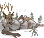 anthro dialogue female female_pred macro outside simple_background size_difference snow teats text vore white_background apoptosis canid canine canis deer mammal new_world_deer reindeer wolf sasha_(disambiguation) english_text