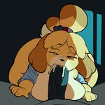 anthro big_breasts big_butt big_penis blonde_hair bodily_fluids breasts butt cum cum_in_mouth cum_inside duo fellatio female female_penetrated first_person_view floppy_ears fur genital_fluids genitals hair humanoid_genitalia humanoid_penis male male/female male_penetrating male_penetrating_female male_pov narrowed_eyes oral penetration penile penis sex short_stack thick_thighs vein veiny_penis yellow_body yellow_fur apsel_bluestar animal_crossing nintendo isabelle_(animal_crossing) canid canine canis domestic_dog mammal shih_tzu toy_dog 1:1