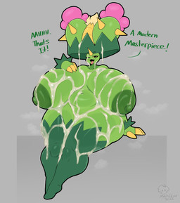 areola big_breasts black_eyes bodily_fluids breasts cum cum_covered cum_on_belly cum_on_body cum_on_breasts cum_on_face cum_on_leg exclamation_point female fusion genital_fluids genitals green_areola green_body green_nipples horn huge_breasts looking_at_viewer messy nipples not_furry nude one_eye_closed open_mouth pokemon_fusion sitting solo text thick_thighs vulva wide_hips yellow_sclera mehdrawings nintendo pokemon adriana_(rubyqm) generation_3_pokemon generation_5_pokemon humanoid hybrid ludicolo maractus pokemon_(species) 2025 english_text hi_res