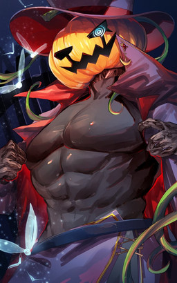 abs biceps clothed clothed_humanoid clothed_male clothing food for_a_head fruit hat headgear headwear holidays male muscular muscular_humanoid muscular_male pecs plant pumpkin pumpkin_head solo witch_hat txtmayo halloween ambient_arthropod ambient_insect humanoid object_head 2025 5:8 hi_res