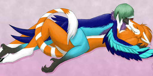 duo kissing male male/male tail goblet_(artist) citrus_raei cyrus_roller avian sergal 2018 absurd_res hi_res