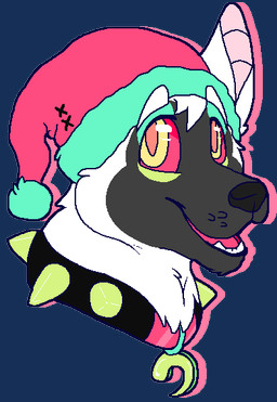 ambiguous_form ambiguous_gender black_collar black_nose christmas_clothing christmas_headwear clothing collar collar_tag eyebrows fur green_spikes hat headgear headwear holidays open_mouth open_smile orange_pupils pink_inner_ear pupils red_sclera santa_hat simple_background smile smile_lines solo spiked_collar spikes teeth transparent_background whisker_spots white_body white_eyebrows white_fur yellow_eyes sebdoggo christmas canid canine mammal 2017 aliasing alpha_channel digital_drawing_(artwork) digital_media_(artwork) flat_colors headshot_portrait microsoft_paint_(artwork) portrait