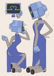 2_antennae antennae_(anatomy) anthro backless_dress bar_emanata black_eyebrows black_wheel blue_bottomwear blue_clothing blue_dress blue_dress_shirt blue_hands blue_head blue_pants blue_screen blue_topwear blue_vest blush blush_lines bottomwear canon_couple clothed clothed_female clothed_humanoid clothing container corrugated_arms corrugation crouching crt cup cupping_cheek digit_ring dress drinking_glass duo emanata extreme_size_difference eyebrows eyes_closed female female_humanoid finger_ring for_a_head glass glass_container glass_cup green_antennae green_body grey_body halter_top heart_symbol heartbeat_line husband husband_and_wife jewelry kissing kissing_cheek larger_female larger_humanoid looking_at_another love machine male male/female male_anthro married_couple metal micro on_hand pants pose rear_view ring rivets romantic romantic_couple screen screen_face simple_background size_difference sleeveless_dress smaller_anthro smaller_male smile sparkles suit text topwear vest wedding_ring wheel wheel_feet wife yellow_ring auveiss nickelodeon spongebob_squarepants spongebob_squarepants_(series) karen_plankton sheldon_j._plankton arthropod copepod crustacean humanoid marine maxillopod object_head plankton_(species) robot screen_head 2025 artist_name digital_drawing_(artwork) digital_media_(artwork) flat_colors full-length_portrait headshot_portrait hi_res multiple_images portrait signature