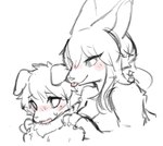 anthro blush breasts claws duo female floppy_ears hair interspecies kemono male male/female open_mouth shota tongue tongue_out young young_anthro wolfwithwing canid canine canis domestic_dog fox mammal