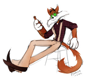 4_fingers alcohol alcohol_bottle anthro beverage beverage_bottle bottle calm chair clothed clothed_anthro clothed_male clothing container eyebrows fingers footwear fur furniture green_eyes hair long_legs looking_at_viewer male markings mature_anthro mature_male on_chair orange_body orange_fur orange_hair pattern_clothing pattern_topwear raised_eyebrows red_body red_fur red_hair shirt shoes simple_background sitting sitting_on_chair skinny skinny_male solo tail tail_tuft toony topwear tuft tufted_fur white_background white_markings wrinkles pinkish-cat winston_miller_(pinkish-cat) domestic_cat felid feline felis mammal 2026 absurd_res colored colored_sketch hi_res shaded simple_shading sketch warm_colors