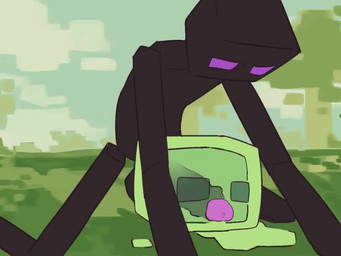 ambiguous_gender ambiguous_penetrated balls big_balls black_body bodily_fluids cum cum_inside cumshot duo ejaculation erection excessive_cum excessive_genital_fluids genital_fluids genitals green_body green_fluid humanoid_genitalia humanoid_penis kneeling kneeling_position kneeling_sex male male/ambiguous male_penetrating male_penetrating_ambiguous not_furry nude orgasm penetration penis purple_eyes purple_penis reverse_blowjob reverse_penetration sex simple_background square_(anatomy) translucent translucent_body nurunurubeetle microsoft minecraft mojang xbox_game_studios enderman slime_(minecraft) animated short_playtime video