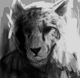 anthro black_eyes black_nose clothing depression frown fur highlights_(coloring) male sad solo kamiya_kazuya ye_jingshao cheetah felid feline mammal black_and_white icon monochrome portrait sketch