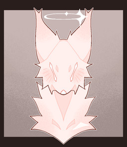 dripping feral fur halo nodding nodding_head open_mouth sharp_teeth simple_background solo teeth white_body white_eyes white_fur vinqock miacis 2025 animated