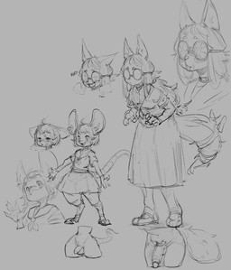 5_fingers anthro armband aroused asian_clothing balls big_ears blush bodily_fluids bottomwear breath broken_glasses choker clothed clothing crossdressing crossdressing_male drooling duo east_asian_clothing eyewear fangs femboy fingers fluffy fluffy_tail footwear fur genitals glasses hair happy humanoid_genitalia humanoid_penis japanese_clothing japanese_school_uniform jewelry male navel necklace penis ponytail ribbons round_glasses saliva school_uniform serafuku shoes size_difference skirt small_waist smile standing tail teeth text uniform wearing_glasses wide_hips sekitanbuta canid canine canis domestic_dog mammal mouse murid murine rodent 2025 absurd_res english_text full-length_portrait headshot_portrait hi_res monochrome portrait sketch sketch_page