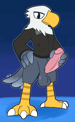 4_fingers 4_toes anisodactyl anthro avian_feet ball_tuft balls beak big_balls big_penis biped black_clothing black_eyes black_shirt black_topwear blue_body blue_feathers bottomless claws clothed clothing digitigrade dipstick_tail erection feathers feet fingers front_view frown genitals glans grey_balls grey_body grey_feathers hand_on_penis holding_penis humanoid_genitalia humanoid_penis looking_at_viewer male mane markings multicolored_body multicolored_feathers multicolored_tail non-mammal_balls penis pink_glans pink_penis scutes shirt solo tail tail_feathers tail_markings talons thick_penis toe_claws toes topwear tuft two_tone_body two_tone_feathers white_body white_claws white_feathers yellow_beak yellow_body ultilix animal_crossing nintendo apollo_(animal_crossing) accipitrid accipitriform avian bald_eagle bird eagle sea_eagle 2021 dated digital_media_(artwork) flat_colors hi_res signature