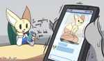 anthro breasts cellphone chat_box clothed clothing dialogue disembodied_hand duo electronics female holding_object holding_phone nipples nude nude_female patreon_logo phone phone_screen ruined_reputation simple_background smartphone solo_focus text nova_rain aggretsuko patreon sanrio fenneko canid canine fennec_fox fox mammal true_fox absurd_res digital_media_(artwork) english_text hi_res