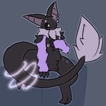 ambiguous_gender anthro arm_warmers arm_warmers_only armwear black_body black_fur clothing digitigrade ear_piercing ear_ring featureless_crotch fur grey_background nipples piercing purple_arm_warmers purple_armwear purple_clothing purple_nipples purple_nose ring_piercing simple_background sitting solo tail tail_tuft thick_thighs tuft midnightpurrs erin_(erinthebat) bat mammal 1:1 2024 digital_drawing_(artwork) digital_media_(artwork) full-length_portrait medibang_paint_(artwork) portrait trans_(lore) trans_woman_(lore)