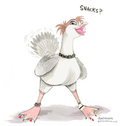 alternative_fashion ankle_spikes anklet beak big_eyes clothing collar feathered_wings feathers female feral footwear jewelry open_beak open_mouth piercing punk punk_hair sharp_teeth socks solo spiked_collar spikes teeth tongue tongue_out wings mariesposeets anatid anseriform anserine avian bird goose hi_res