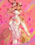 abstract_background anthro antlers areola blue_eyes breasts brown_body brown_fur falling_leaves female fur genitals hair horn jewelry jewelry_only nipples pussy solo white_body white_fur mamaowl meuna canid canine deer fennec_fox fox hybrid mammal true_fox 2022 colored digital_media_(artwork) shaded