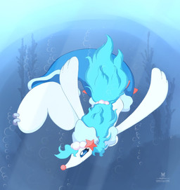 ambiguous_gender blue_eyes blue_hair bubble eyelashes feral furgonomic_piercing furgonomics gem hair kelp pearl_(gem) piercing seaweed solo starfish_(accessory) tail tail_piercing underwater water white_body razgrizdl nintendo pokemon krys_(razgrizdl) aquatic asterozoan echinoderm generation_7_pokemon pokemon_(species) primarina starfish 2025 hi_res signature female_(lore)