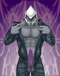 anthro armor balls bodily_fluids clothed clothing erection genital_fluids genitals male muscular pecs penis precum ridges solo undressing muddytiger halo_(series) microsoft xbox_game_studios vien_quitonm alien sangheili absurd_res distracting_watermark hi_res watermark