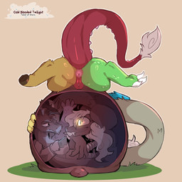 annoyed anus belly belly_grab belly_on_ground bent_over big_belly bored butt cartoon_physics cellphone cervical_penetration chaos claws cloven_hooves cradling crazy_smile creepy creepy_smile crossgender curled_up curved_horn dragon_tail duo electronics eye_contact eyelashes facing_each_other feathered_wings feathers female feral fetus frown furrowed_brow genitals glowing glowing_eyes grass grin hand_on_belly hand_on_chin hand_on_tail head_between_legs head_on_butt holding_belly holding_object holding_phone hooves horn huge_belly hyper hyper_belly hyper_pregnancy long_eyelashes long_neck looking_at_another looking_at_belly looking_at_self male navel nude on_phone paws penetration phone pincers plant pocket_dimension pregnant pregnant_female prehensile_tail presenting presenting_hindquarters pupils rear_view screen_glow simple_background slit_pupils smartphone smile spread_legs spreading tail tail_hold tan_background text umbilical_cord underbelly unicorn_horn unimpressed uterus vulva wide_grin wings x-ray_view cold-blooded-twilight friendship_is_magic hasbro my_little_pony discord_(mlp) chimera draconequus 1:1 2026 absurd_res cover_art english_text hi_res signature story_at_source mother_(lore) mother_and_child_(lore) mother_and_son_(lore) parent_(lore) parent_and_child_(lore) parent_and_son_(lore) son_(lore)