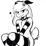 arm_warmers armwear blep clothing femboy flower jewelry legwear looking_at_viewer male mostly_nude necklace pattern_clothing pattern_legwear pattern_stockings plant simple_background solo star stockings striped_clothing striped_legwear striped_stockings stripes thigh_highs tongue tongue_out white_background crackers_(artist) undertale undertale_(series) asriel_dreemurr boss_monster_(undertale) bovid caprine mammal 1:1 2017 black_and_white monochrome