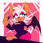 anthro bat_wings blue_eyes breasts cleavage clothed clothing eyeshadow female fingers fur lipstick looking_at_viewer makeup membrane_(anatomy) membranous_wings simple_background smile solo tan_body tan_skin white_body white_fur wings bongwater777 daxratchet sega sonic_the_hedgehog_(series) rouge_the_bat bat mammal 2020 hi_res