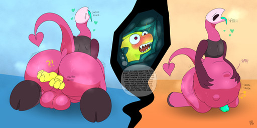 abdominal_bulge anal anal_vore anthro anus backsack balls barely_visible_genitalia barely_visible_penis belly big_balls big_belly big_butt big_penis bodily_fluids butt duo genitals hooves internal internal_anal kink_activation kink_discovery looking_pleasured male male/male musk penis profanity raised_tail speech_bubble squirming sweat tail text thought_bubble vore asizeimock agyasgwwtiv_(asizeimock) nescence_(asizeimock) aquatic demon fish imp mancubus shark absurd_res english_text hi_res