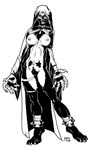 alternative_fashion anthro breasts female genitals goth navel navel_piercing navel_ring nipples nude piercing pussy ring_piercing solo tongue tongue_piercing solidasp canid canine canis mammal wolf black_and_white monochrome