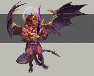 anthro armor bottomwear bracers chest_strap clothing loincloth male mane melee_weapon muscular muscular_male solo sword tail weapon pacelic mythology demon dragon mythological_creature mythological_scalie scalie hi_res