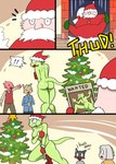 adult_focus anthro breasts butt covering covering_breasts covering_crotch covering_self dialogue embarrassed female glistening glistening_butt group holidays humiliation nude public public_humiliation public_nudity shocked wanted_poster young young_anthro bluebirdoasis christmas santa_claus veronica_(bluebirdoasis) lizard reptile scalie absurd_res comic hi_res