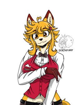 anthro black_nose clothing female fur hair nails orange_body orange_eyes orange_fur orange_hair solo allartskye canid canine fox mammal hi_res