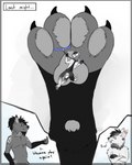 anthro blush claws collar cutaway dialogue digit_ring duo extreme_size_difference feet foot_fetish foot_focus foot_lick foot_play fur grumpy hair hypnosis hypnotic_eyes jewelry leash leashed_collar leashed_male licking lying lying_on_paw macro_male macro_pred male male/male micro micro_male micro_prey mind_control offended on_paw pawpads paws ring rubbing size_difference smaller_male smaller_prey smile tail tail_motion tailwag teasing text toe_claws toe_ring toes tongue tongue_out trapped loleczeq samuelwolfo samuelthewolf canid canine canis fox mammal wolf predator_(disambiguation) 4:5 absurd_res digital_media_(artwork) hi_res