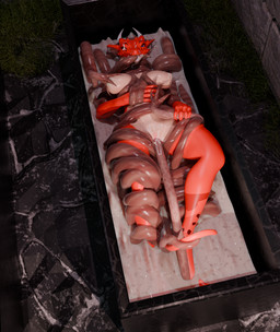 anthro bdsm bondage bound breasts countershading female genitals group liquid nipples non-mammal_breasts non-mammal_nipples nude oral oral_penetration penetration predicament_bondage red_body restraints sex solo tail tentacle_in_mouth tentacle_in_vagina tentacle_penetration tentacle_sex tentacles vaginal vaginal_penetration white_body white_countershading falconfeather mythology falconclaw_(character) dragon mimic mimic_chest mythological_creature mythological_scalie scalie 2025 3d_(artwork) digital_media_(artwork) hi_res