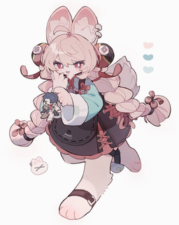 anthro ear_piercing hair inner_ear_fluff kemono long_hair long_sleeves micro piercing simple_background tuft white_background omumorning mihoyo zenless_zone_zero damian_blackwood zhao human lagomorph leporid mammal rabbit thiren hi_res