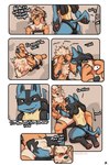 anthro anthrofied arcanine blush bulge canid canine clothing comic covering covering_eyes covering_face dialogue duo fallflys generation_1_pokemon generation_4_pokemon half-closed_eyes hi_res imminent_sex jockstrap kneeling lucario male male/male mammal narrowed_eyes nintendo one_eye_obstructed open_mouth pawpads pokemon pokemon_(species) pokemorph sitting surprise underwear